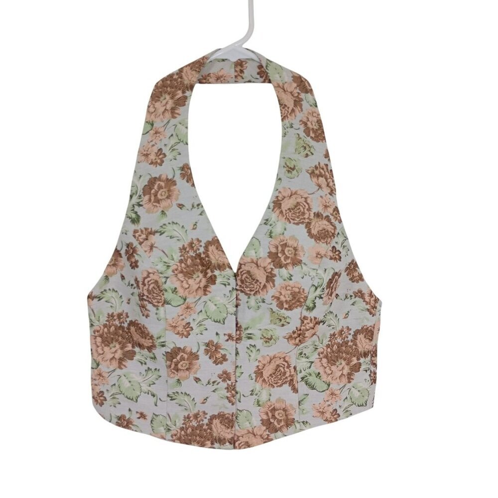 En Saison Floral Halter Neck Vest  Top With Open Back Womens